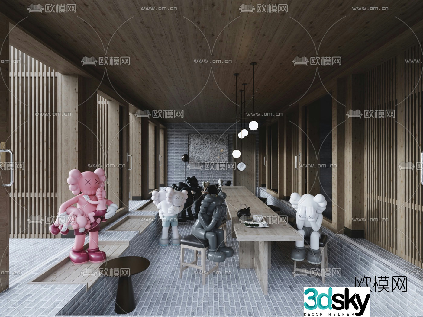 New Chinese style hotel lounge area 3D model