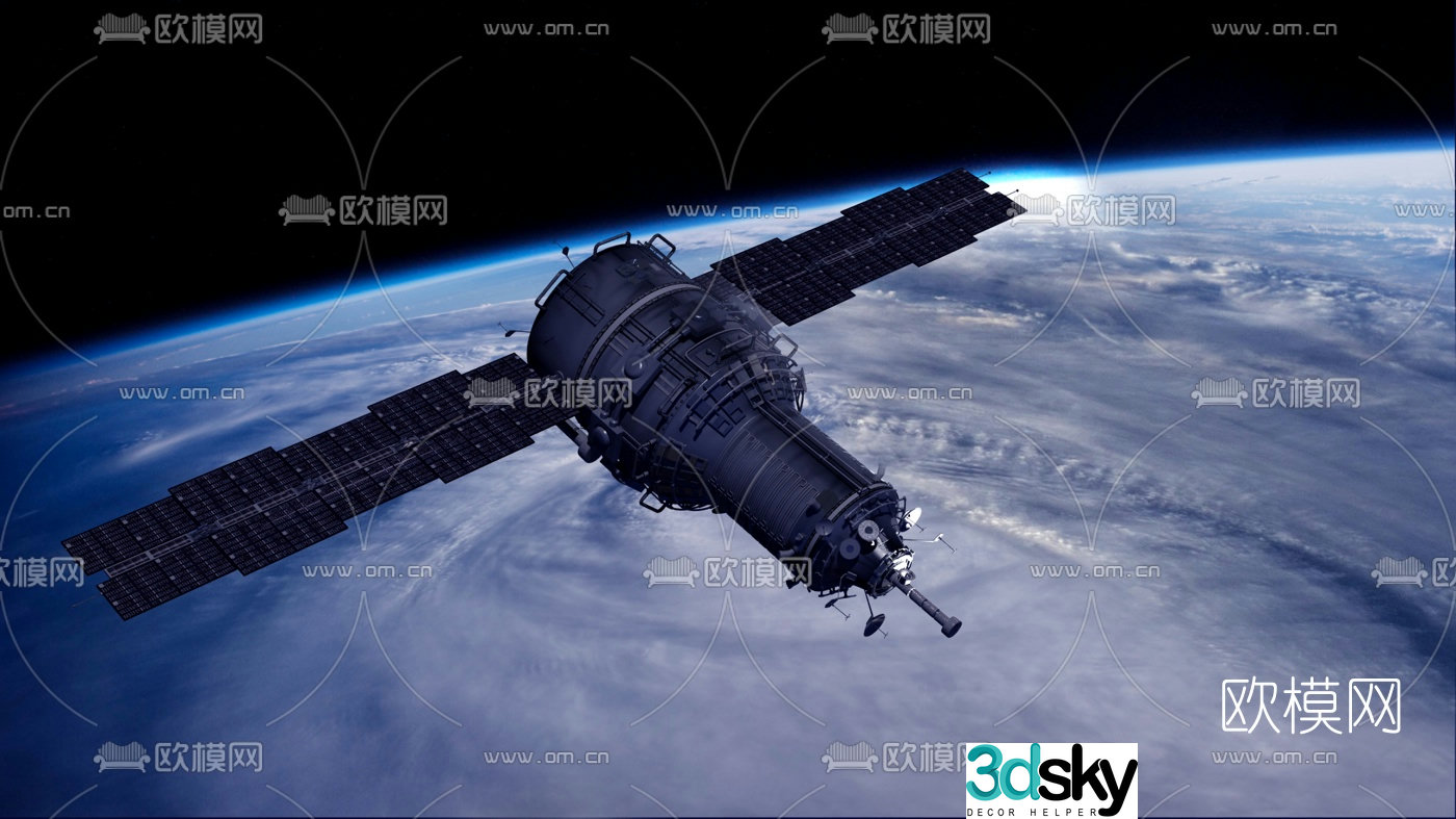 Modern weather satellite 3d model