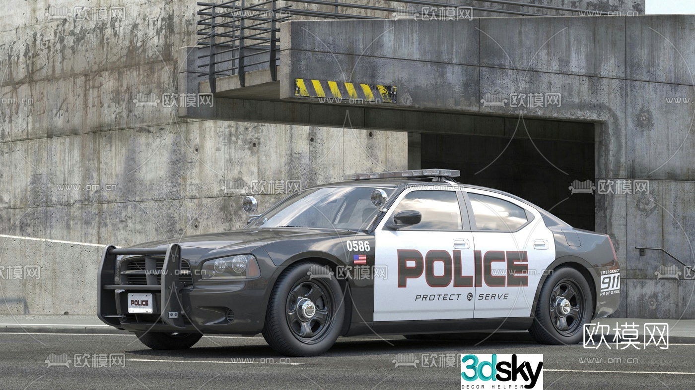 Modern American police car 3d model