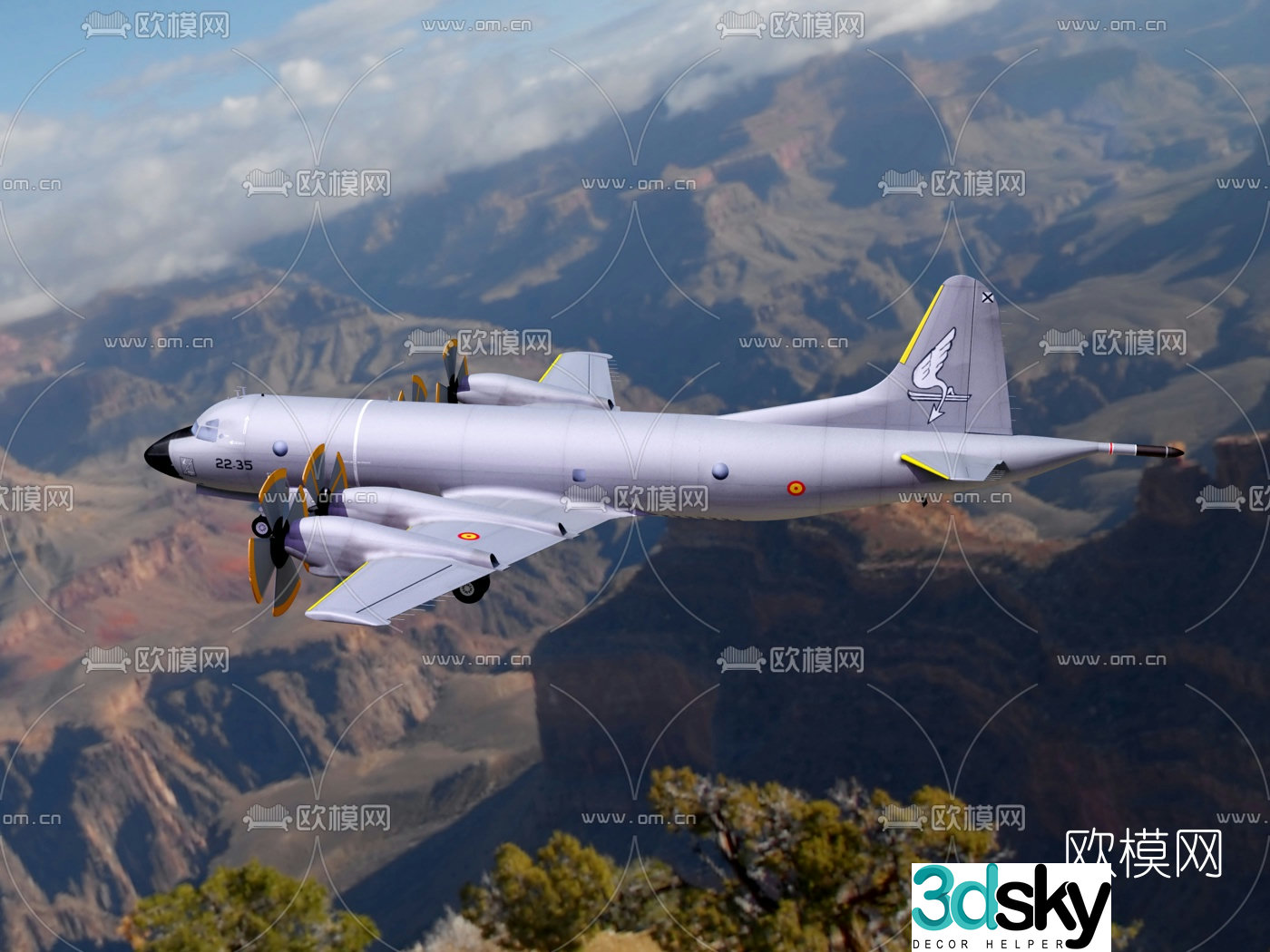 Modern P3C patrol aircraft 3d model