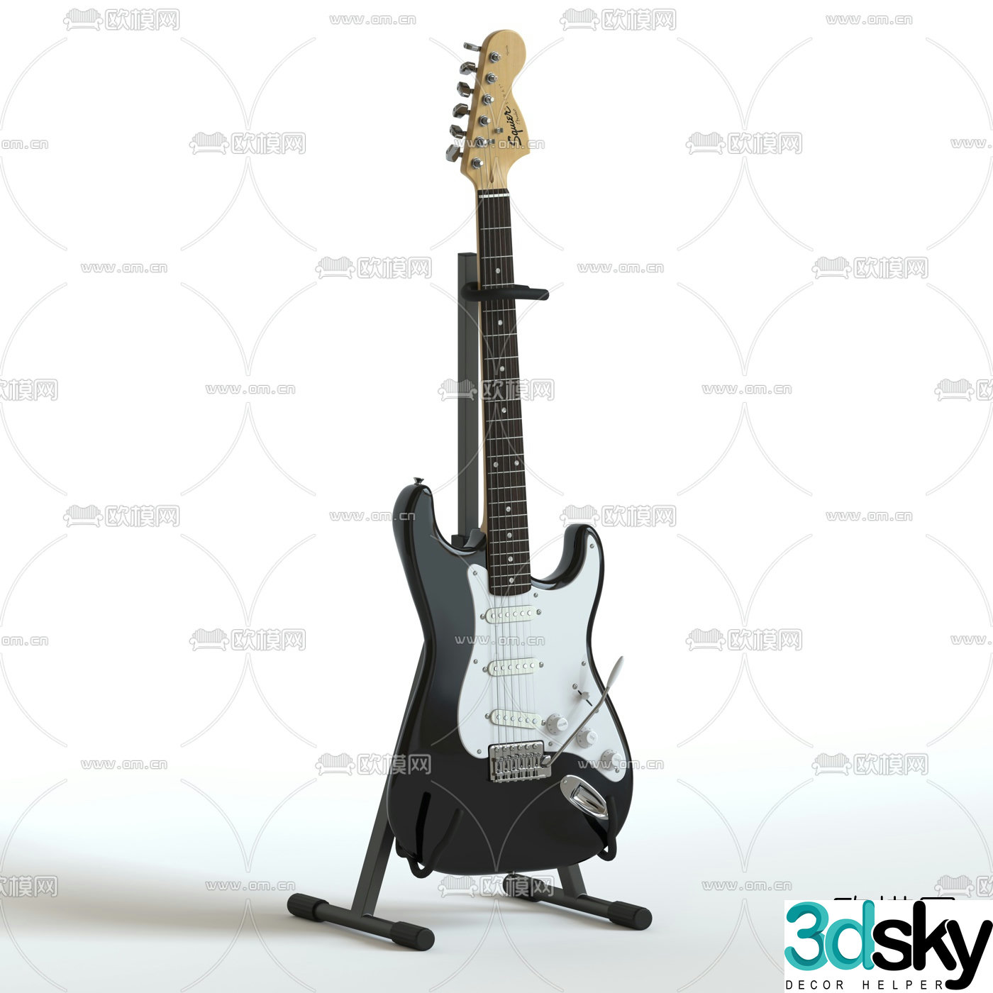 Modern musical instrument electric guitar 3d model