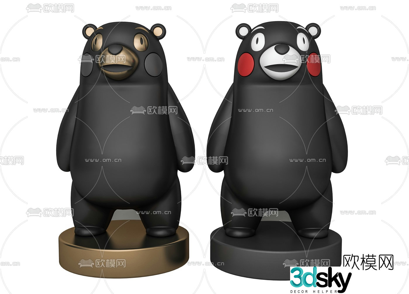 Modern Kumamon toy 3d model