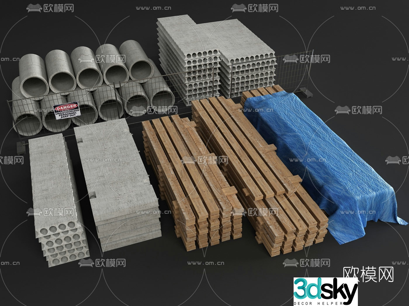 Modern building materials 3d model