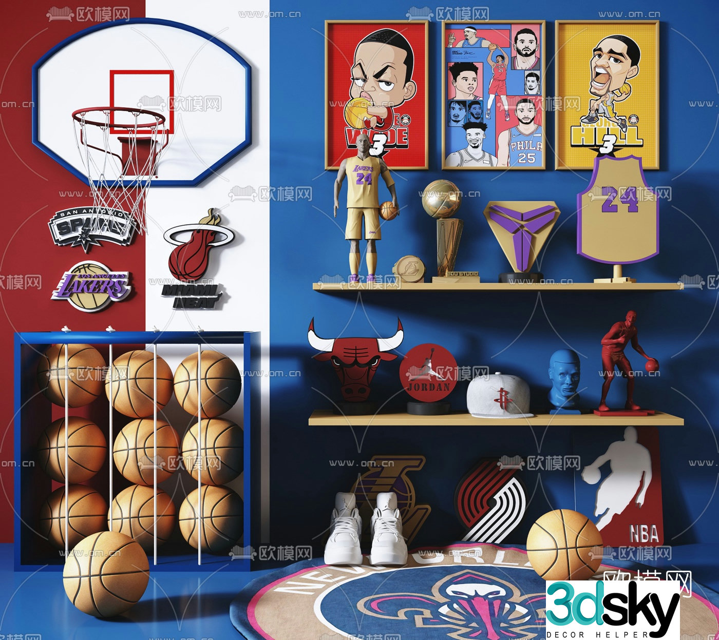 Modern NBA basketball ornament 3d model