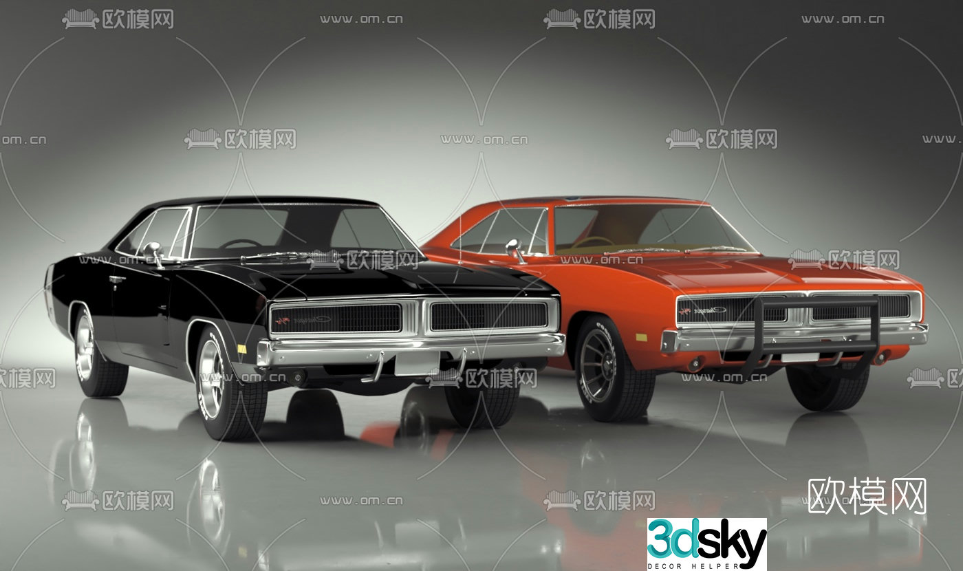 Modern retro dodge charger 1969 car 3d model
