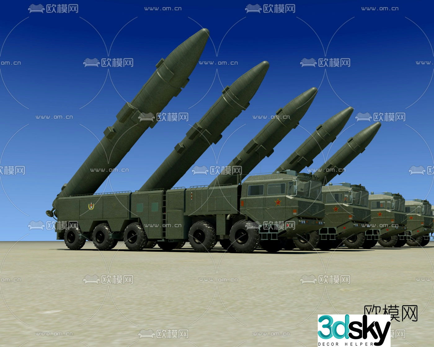 Modern intercontinental missile vehicle 3d model
