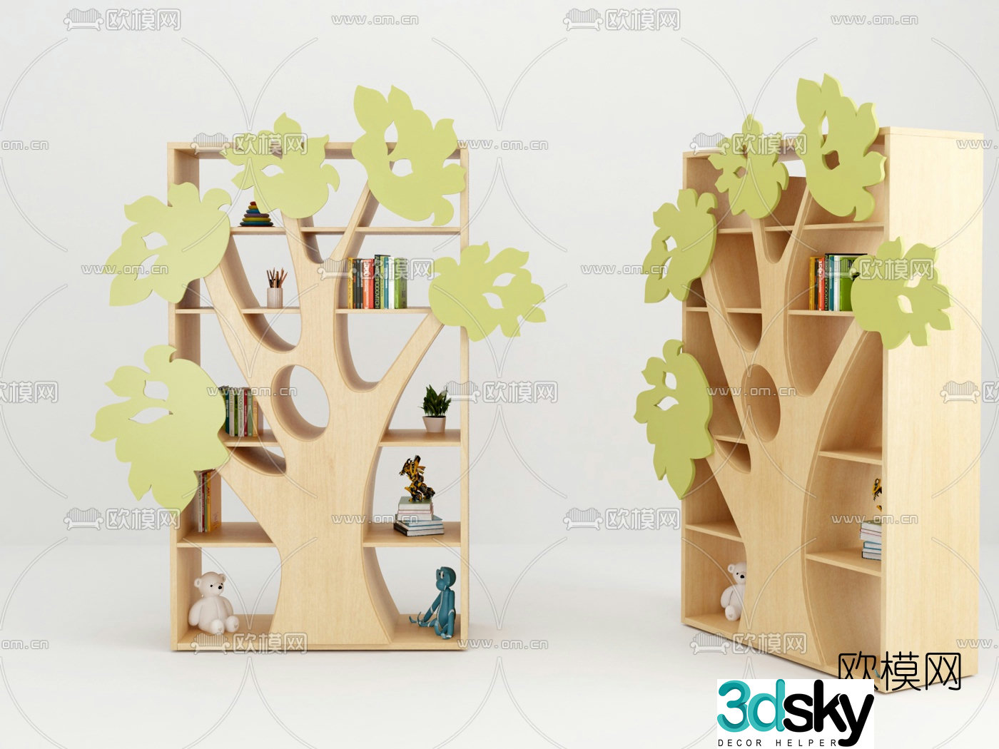 Modern children’s tree shaped bookcase decorative cabinet 3d model