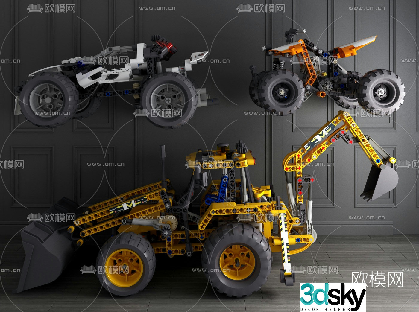 Modern forklift excavator children’s toy 3d model