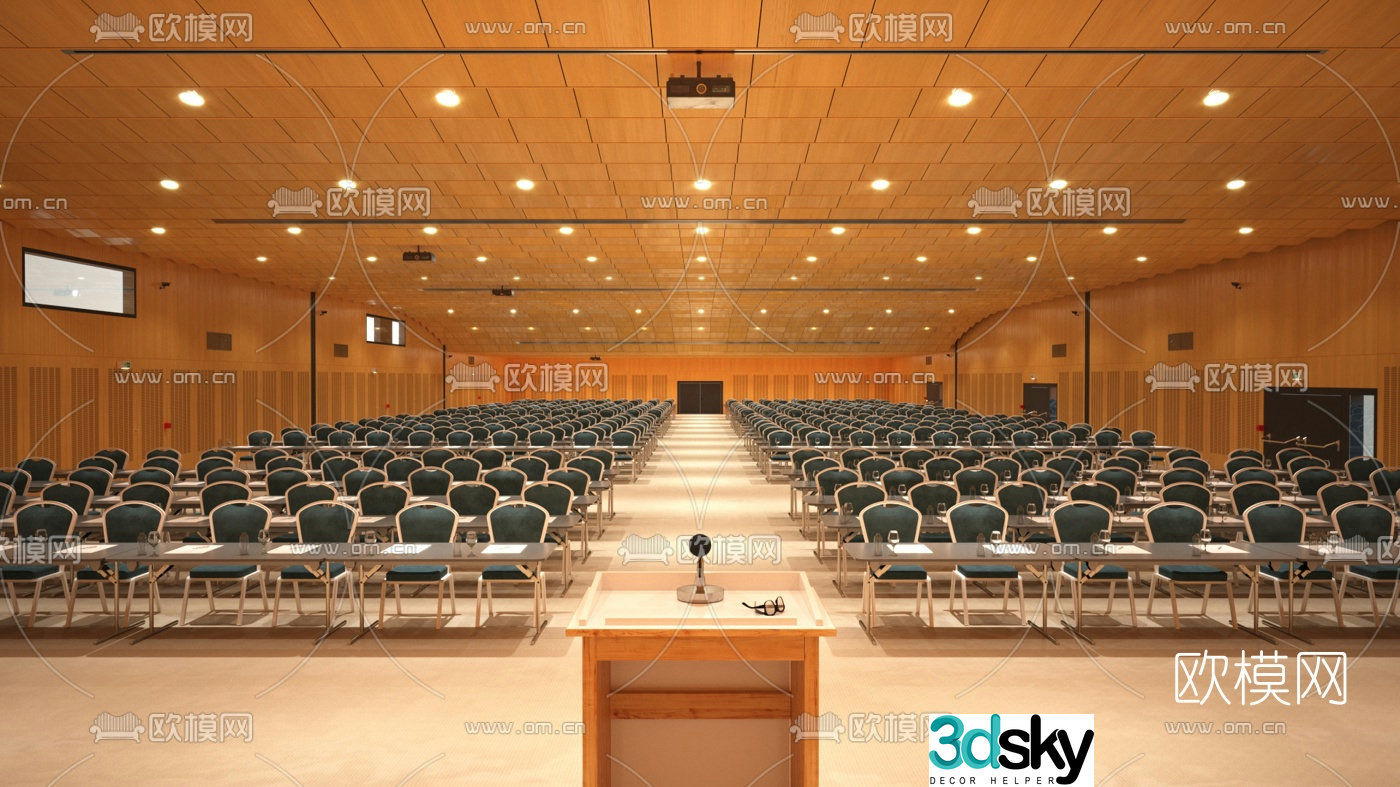 Modern hotel conference hall lecture hall 3d model