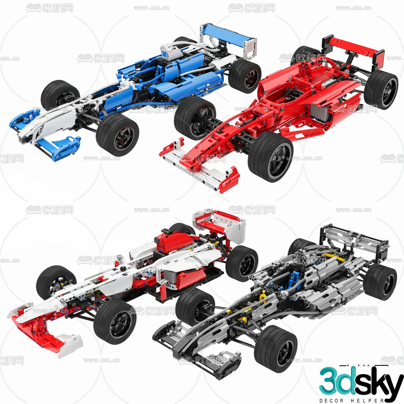 Modern lego racing toy 3d model