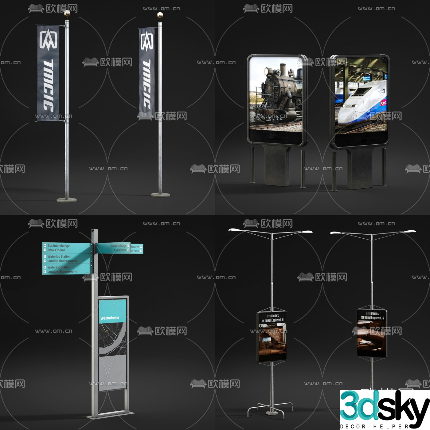 Modern outdoor information board signage 3d model