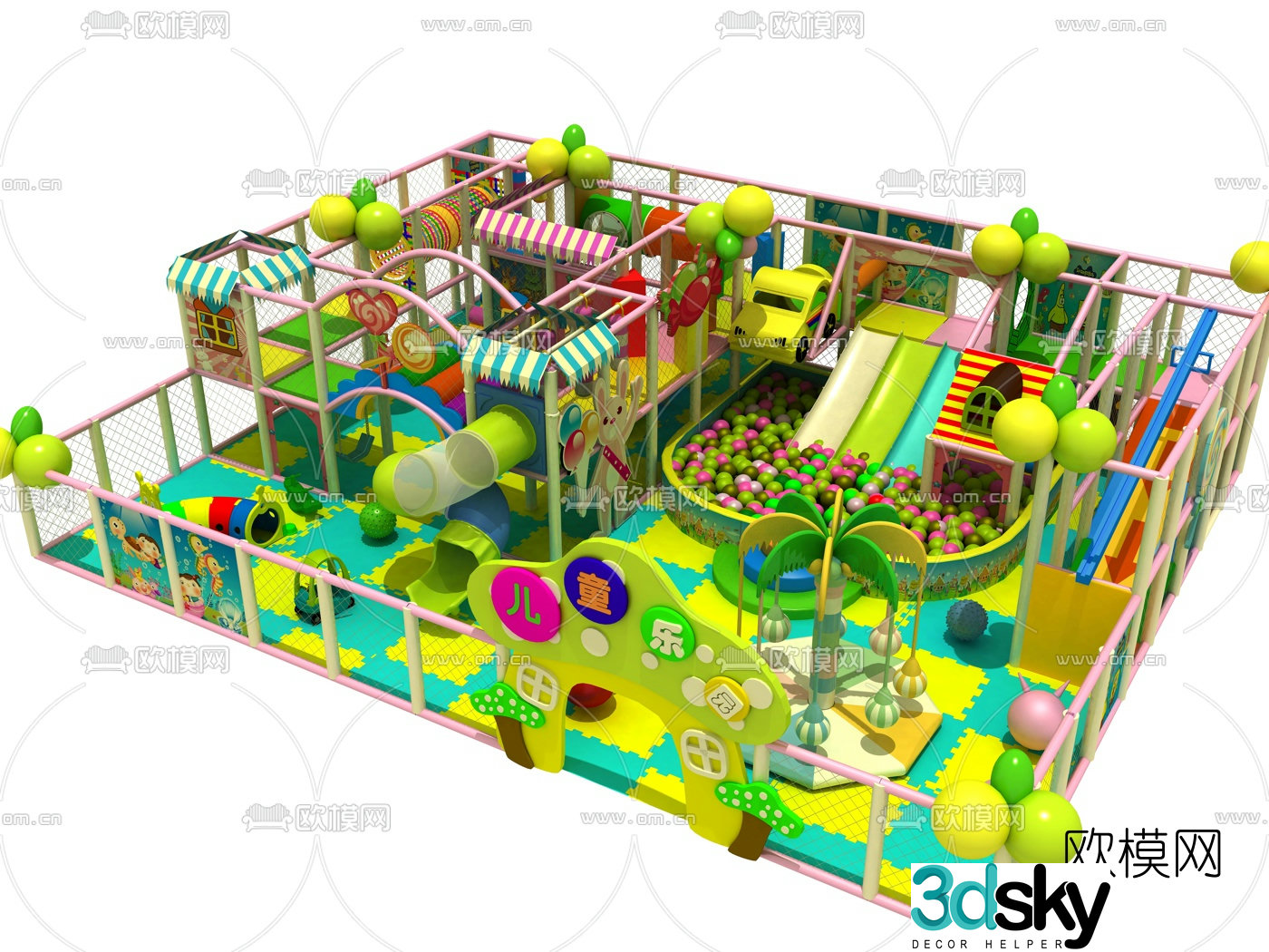 Modern naughty castle children's rides playground 3d model