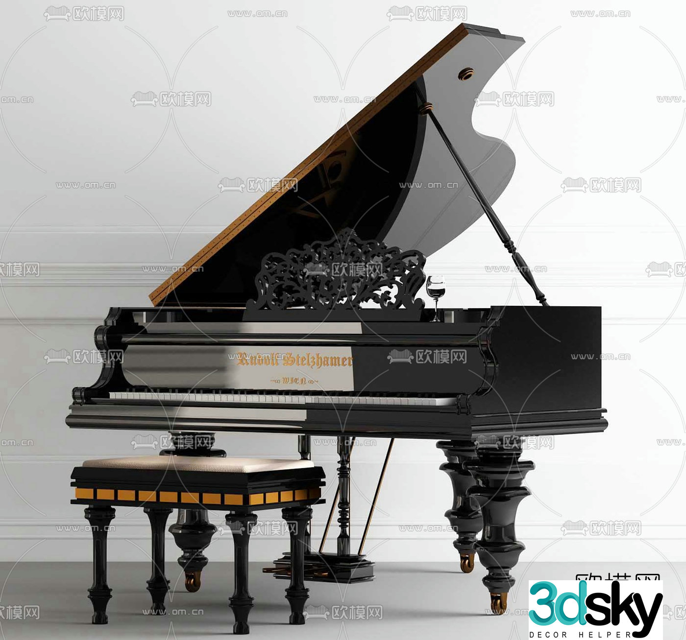 Modern grand piano 3d model