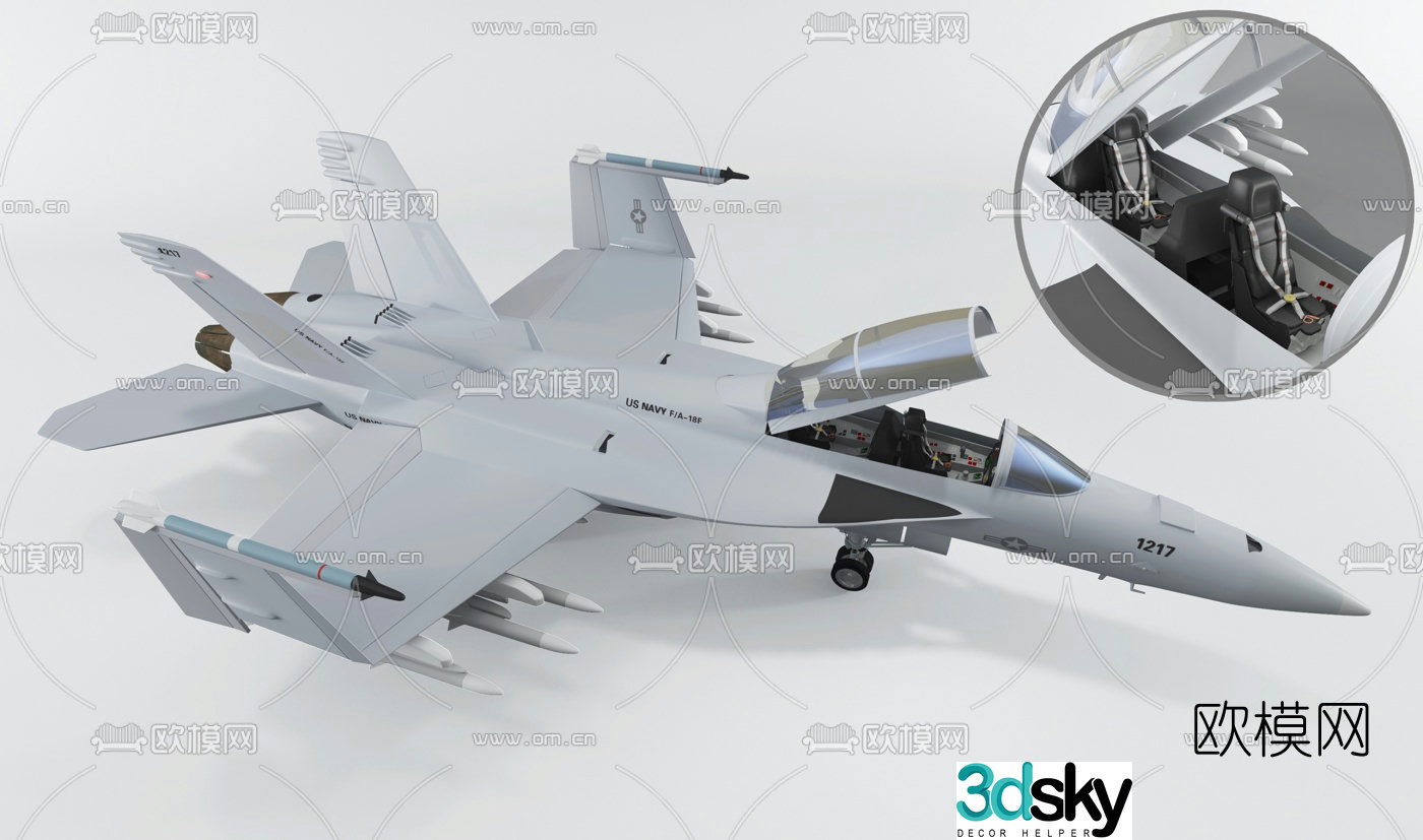 Modern F18 fighter jet 3d model