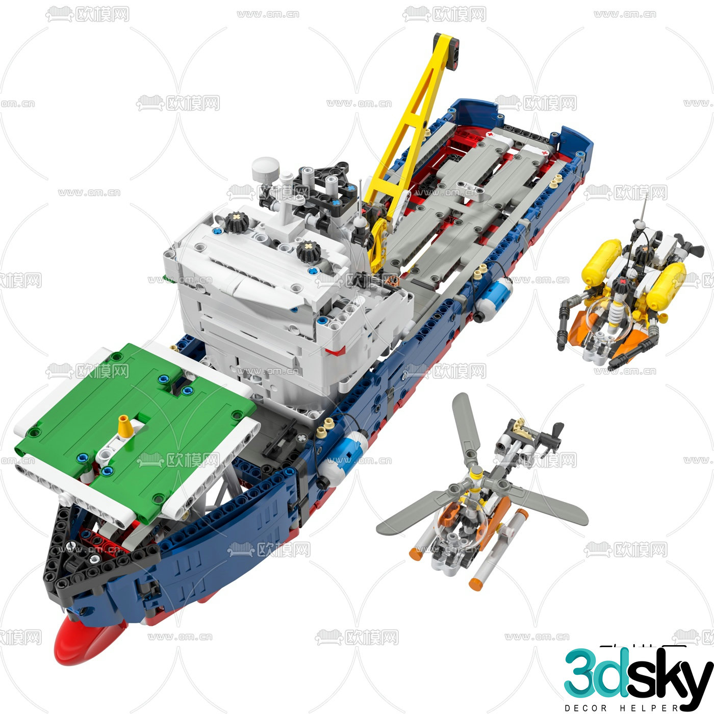 Modern lego ocean exploration toy 3d model