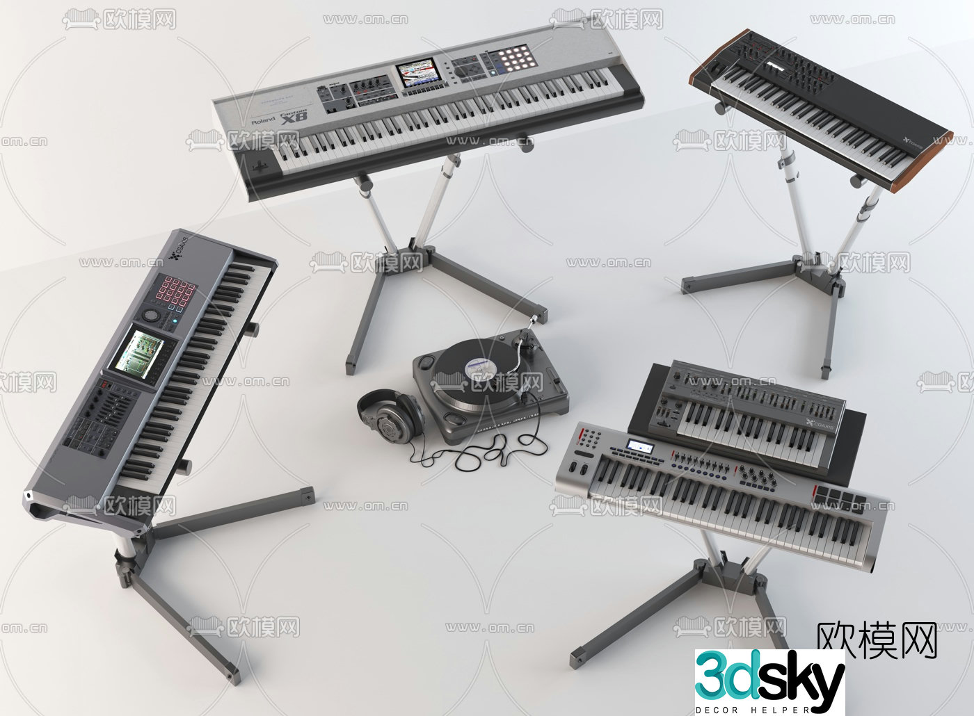 Modern electronic keyboard combination 3d model