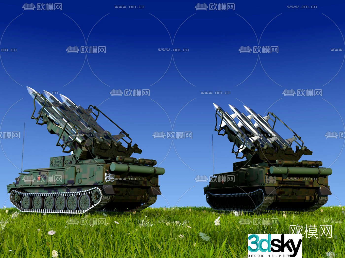 Modern surface to air missile tank 3d model