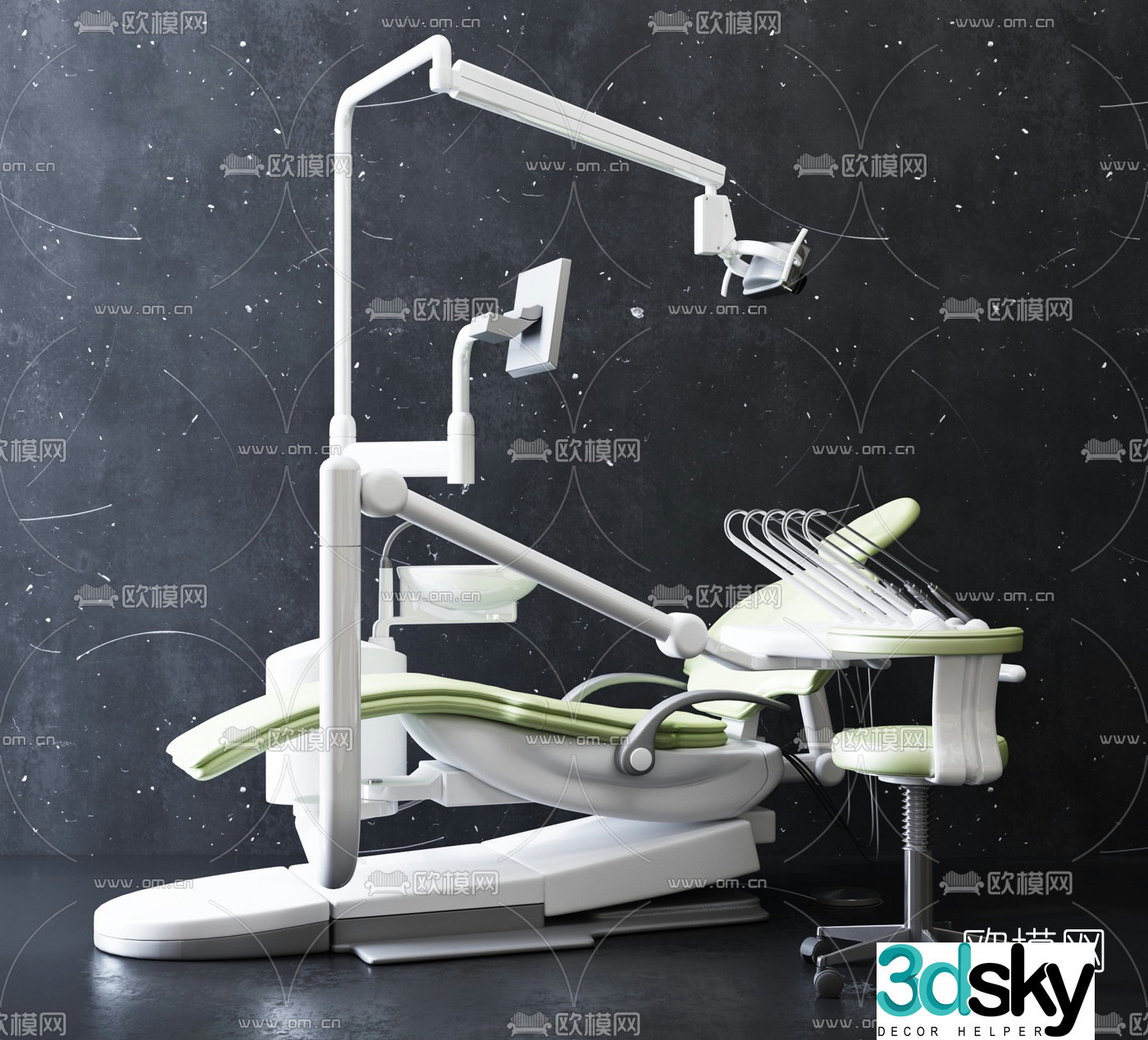 Modern hospital dental treatment chair 3d model