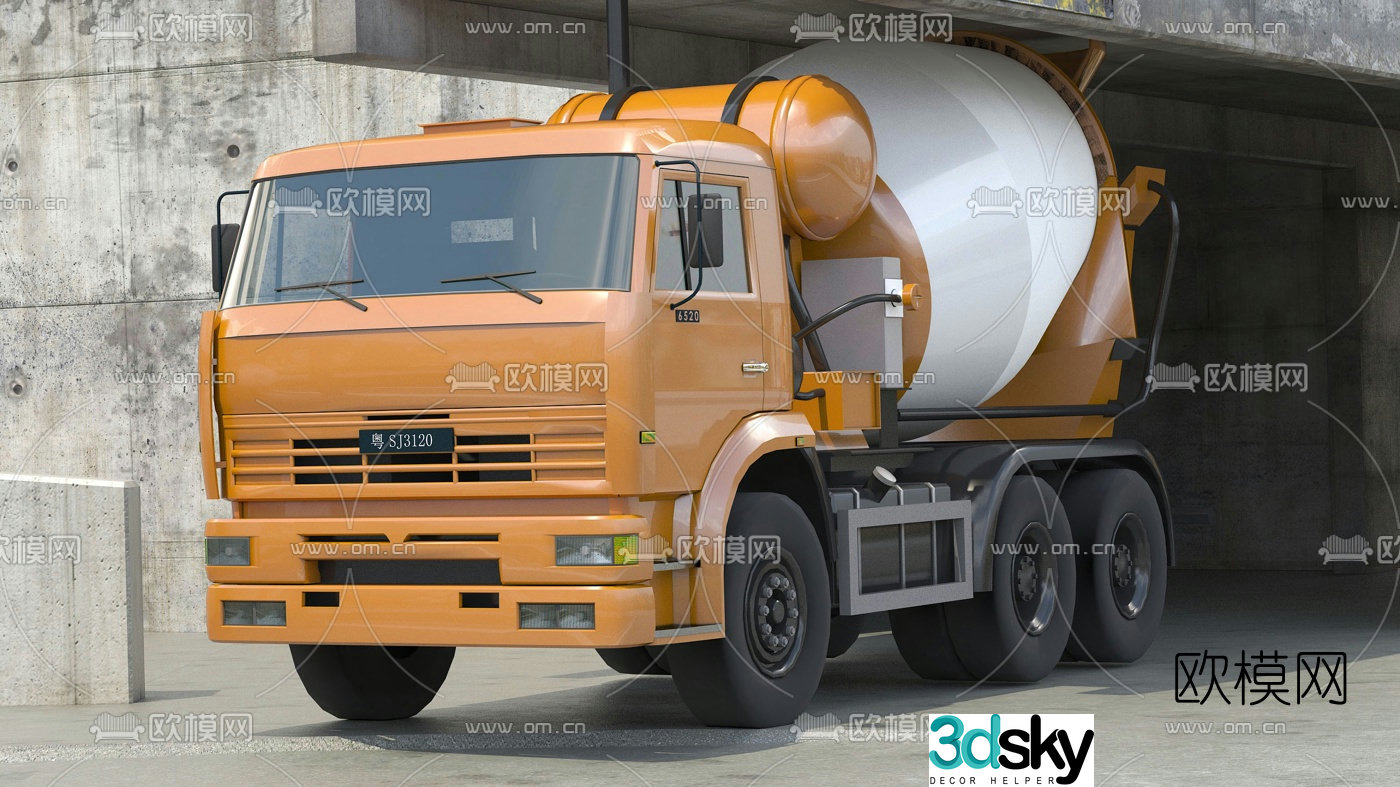 Modern cement tanker 3d model