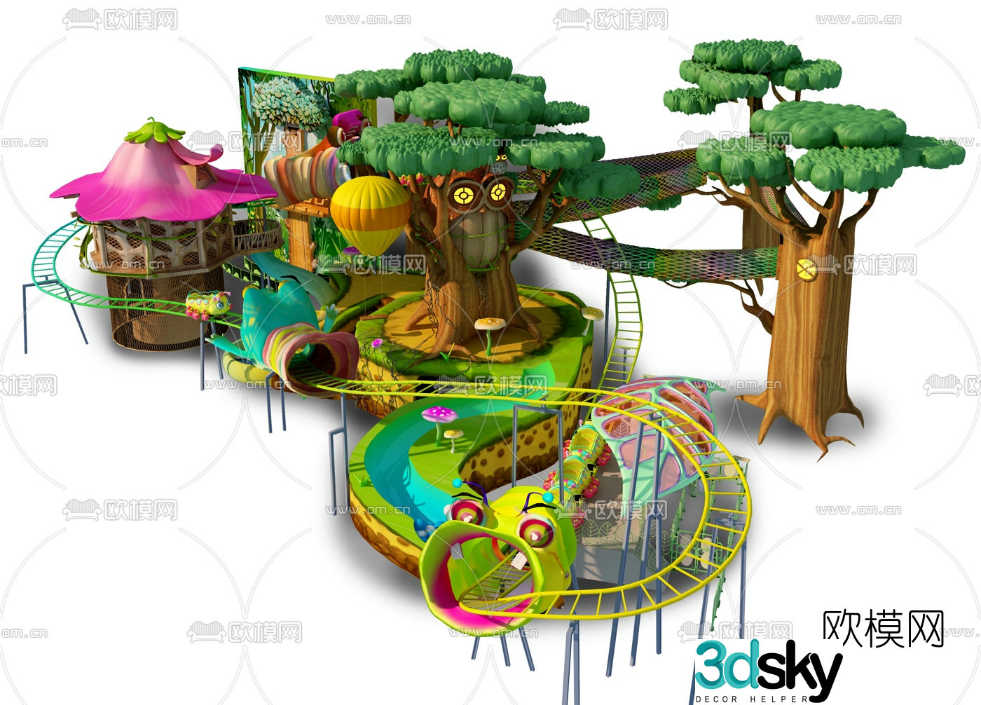 Natural wind children's playground children's play equipment 3D model