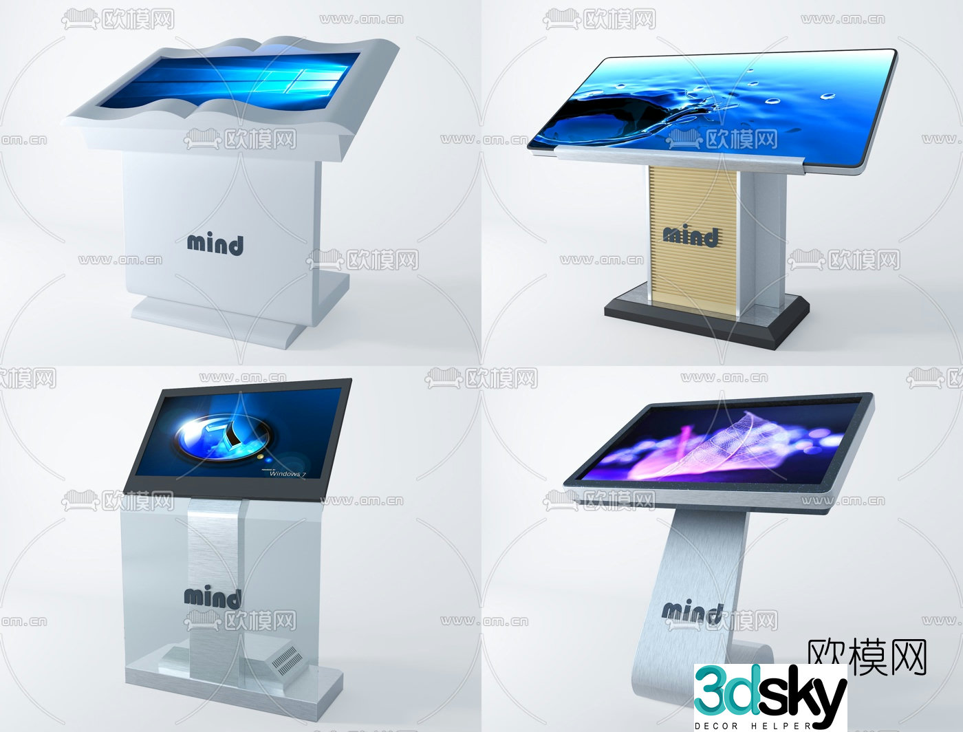 Modern smart touch screen all-in-one 3D model