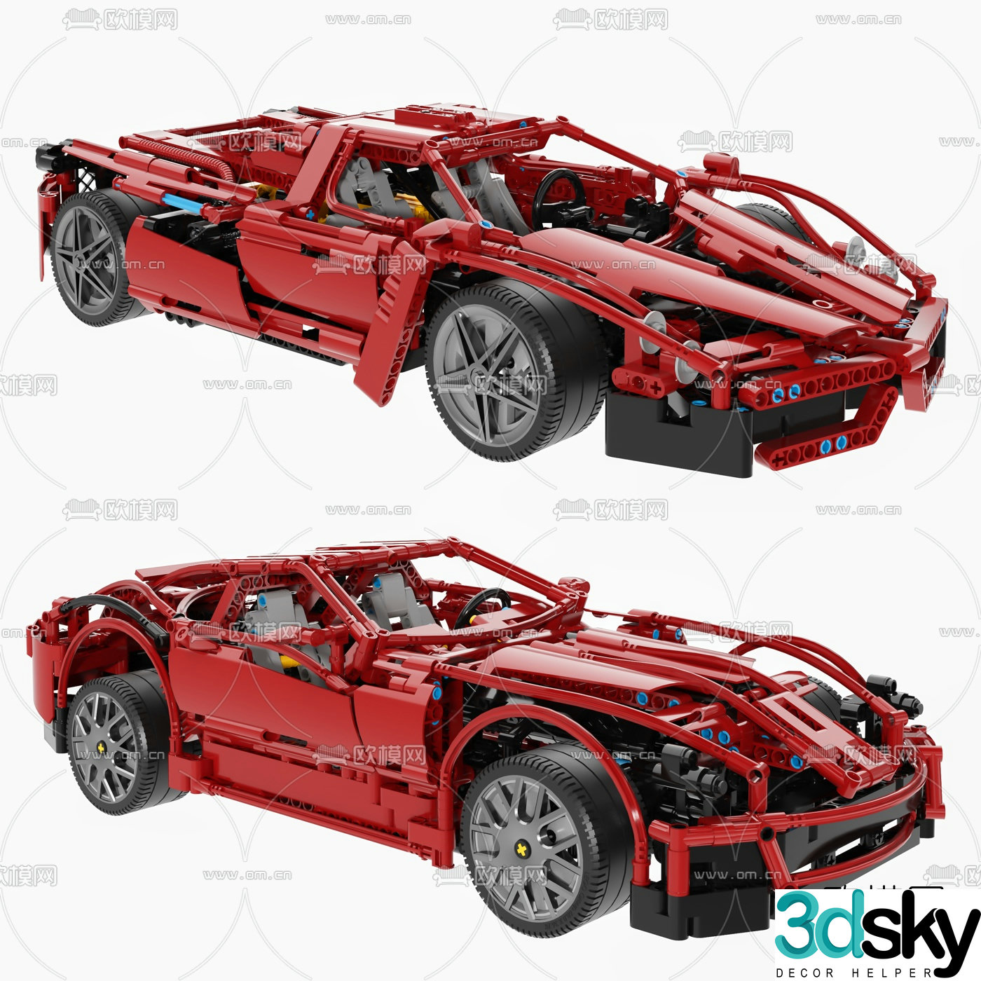 Modern Lego Ferrari sports car toy 3d model