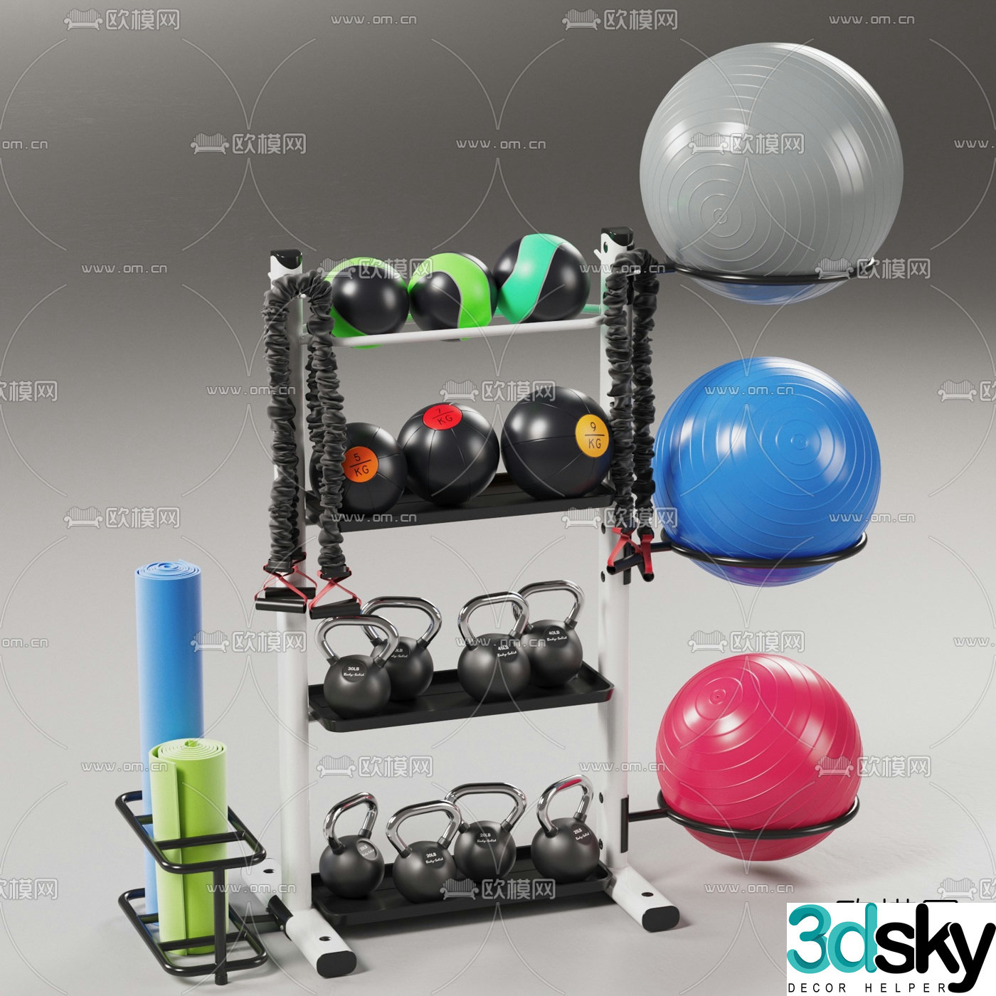 Modern yoga blanket fitness equipment 3d model
