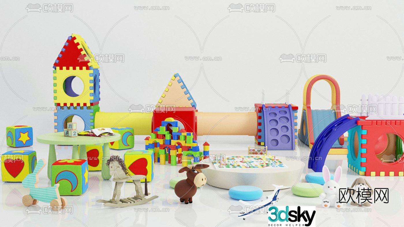 Modern children’s table and chair toys 3d model