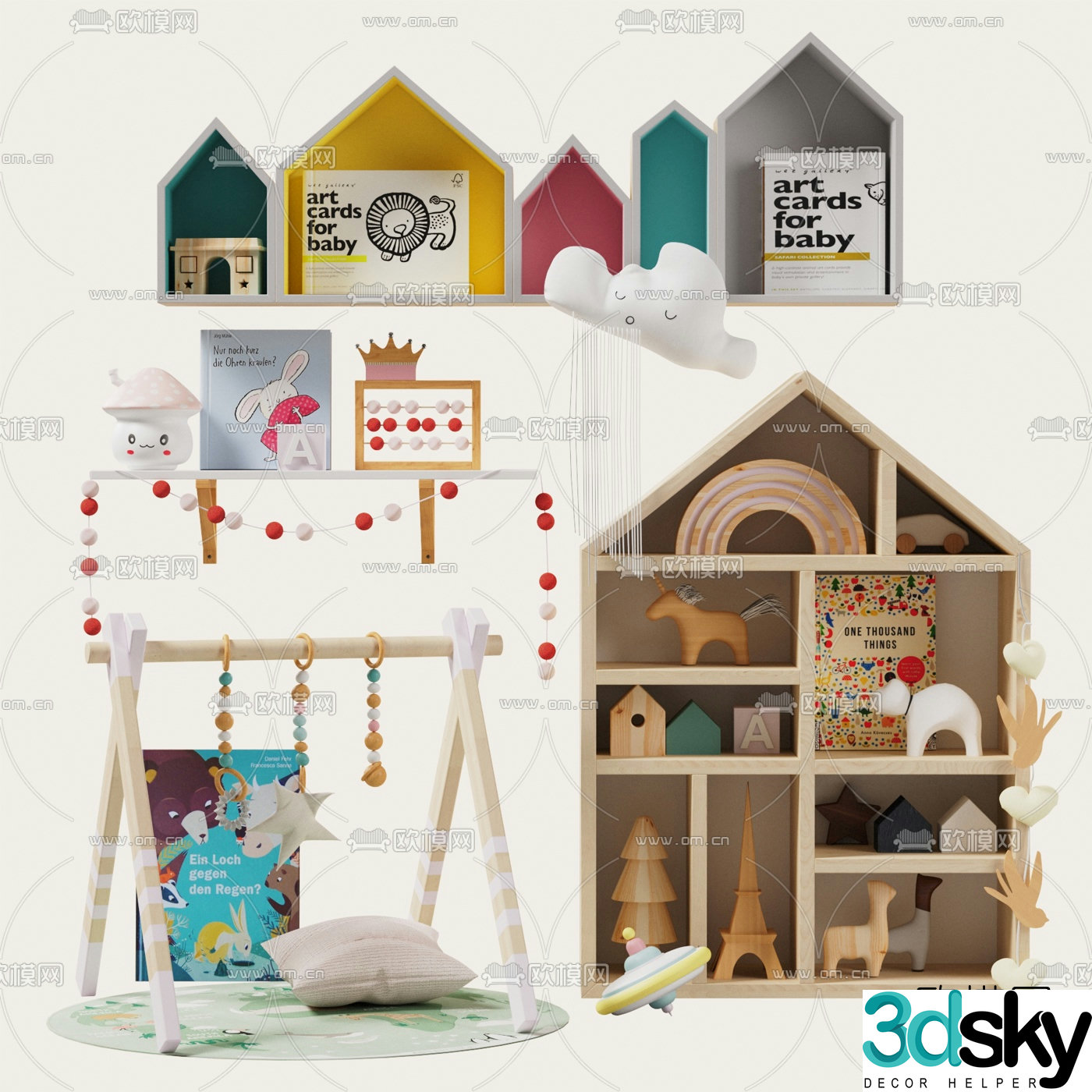 Nordic log children’s toy cabinet 3d model