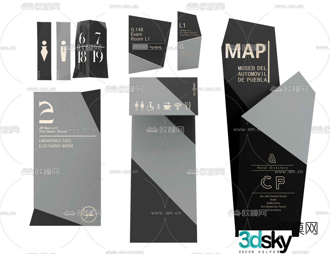 Modern signage guide 3d model