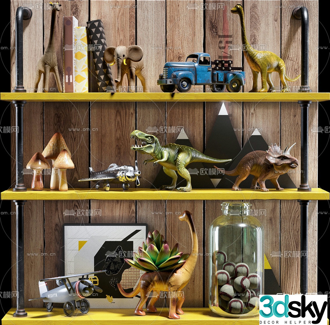 Nordic dinosaur books toy ornaments 3d model