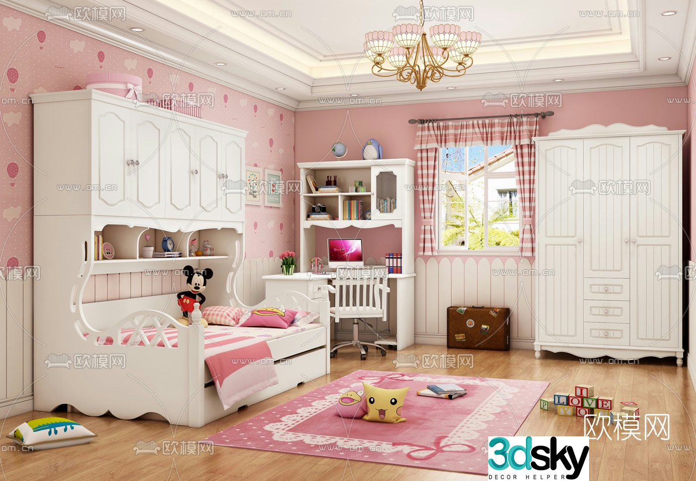 Nordic integrated children’s bed 3d model