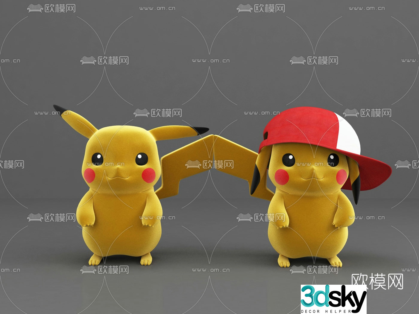 Modern Pikachu doll toy 3d model