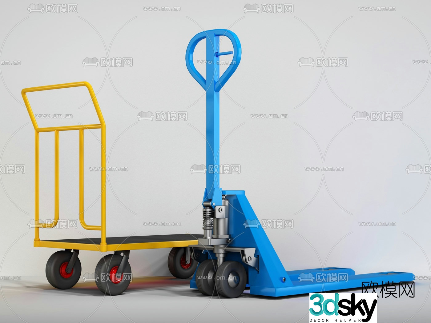Modern hydraulic forklift trolley 3d model