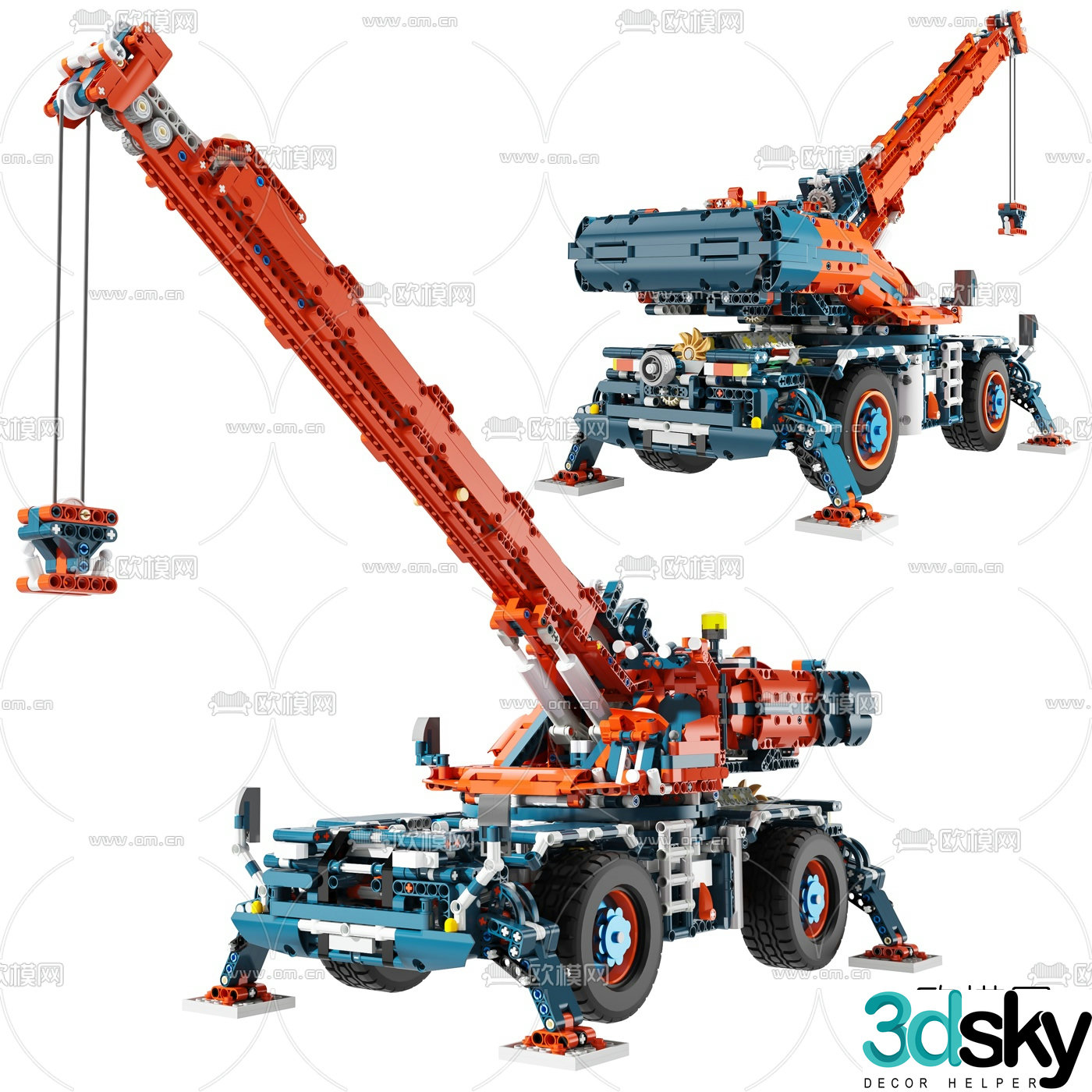 Modern lego crane toy 3d model