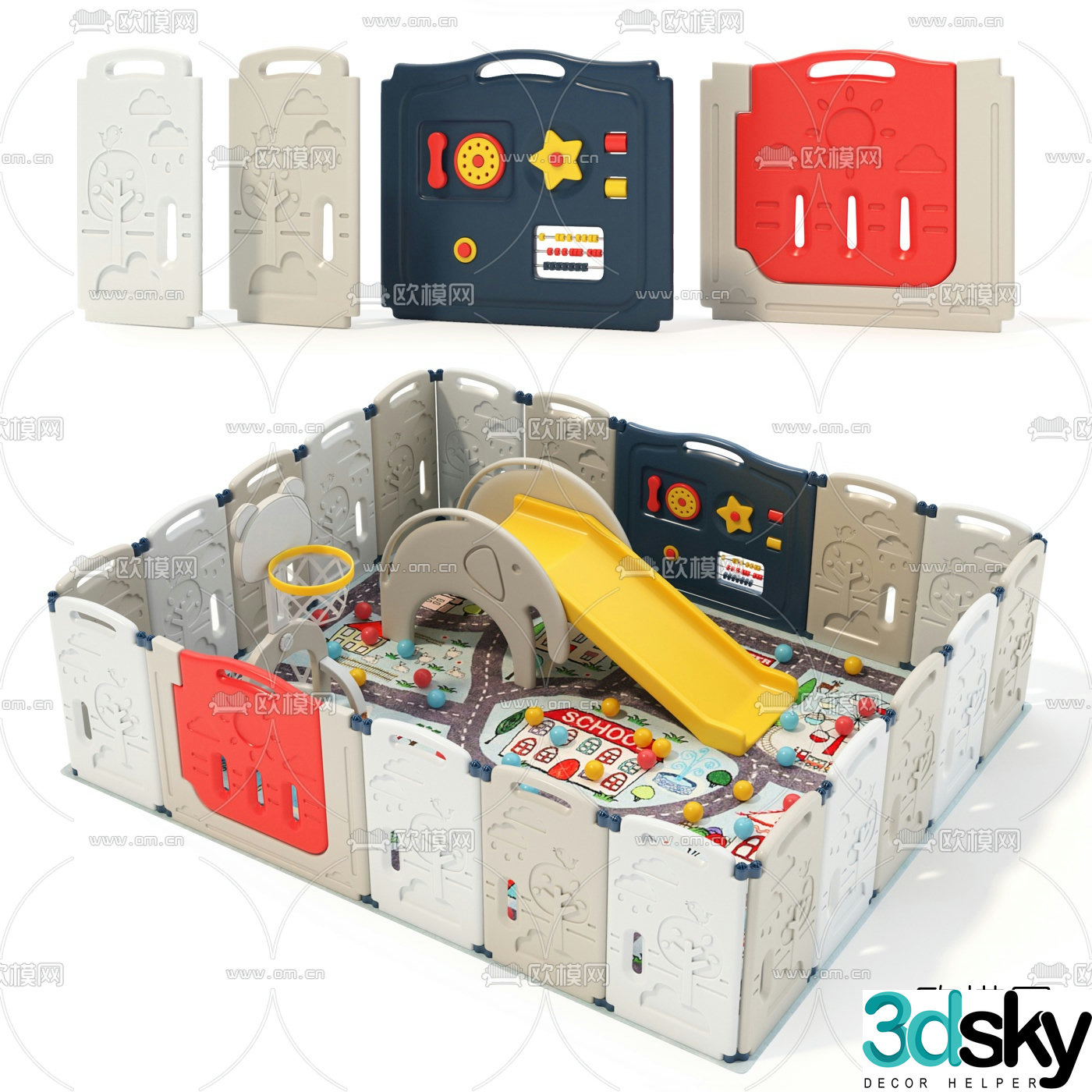 Modern child safety fence supplies 3d model