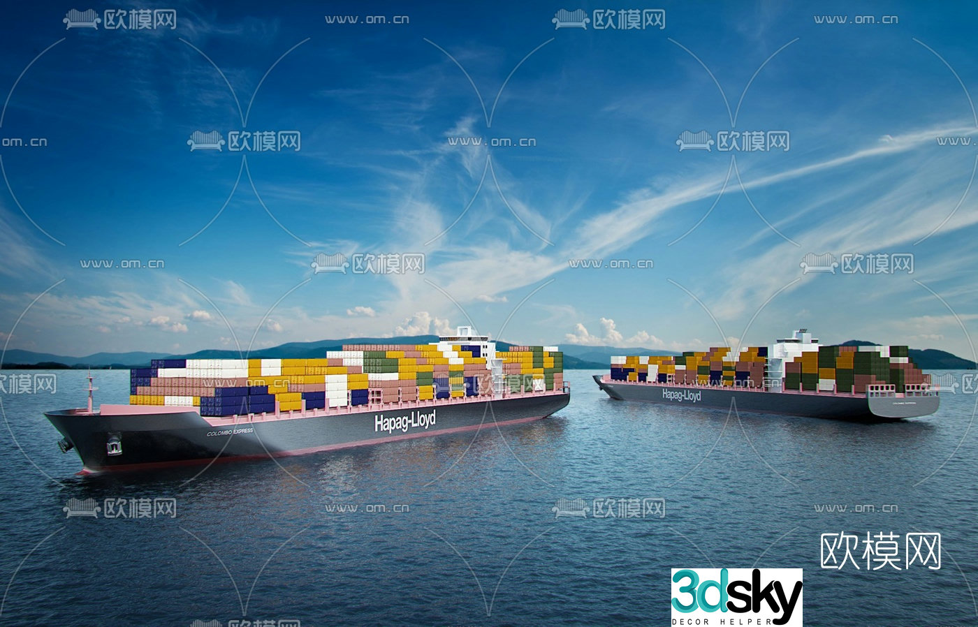 Modern large container freighter 3d model