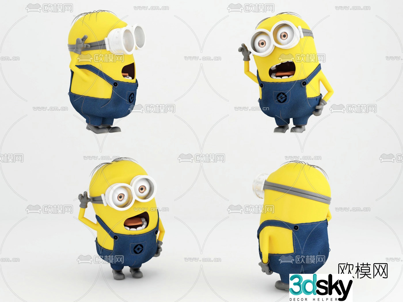 Modern minion doll toy 3d model