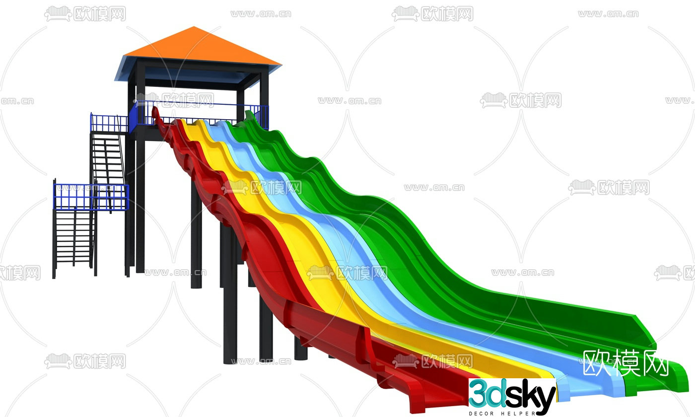 Modern large rainbow slide 3d model