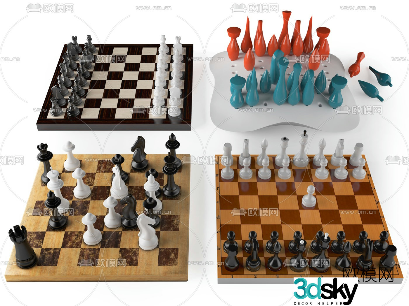 Modern chess 3d model