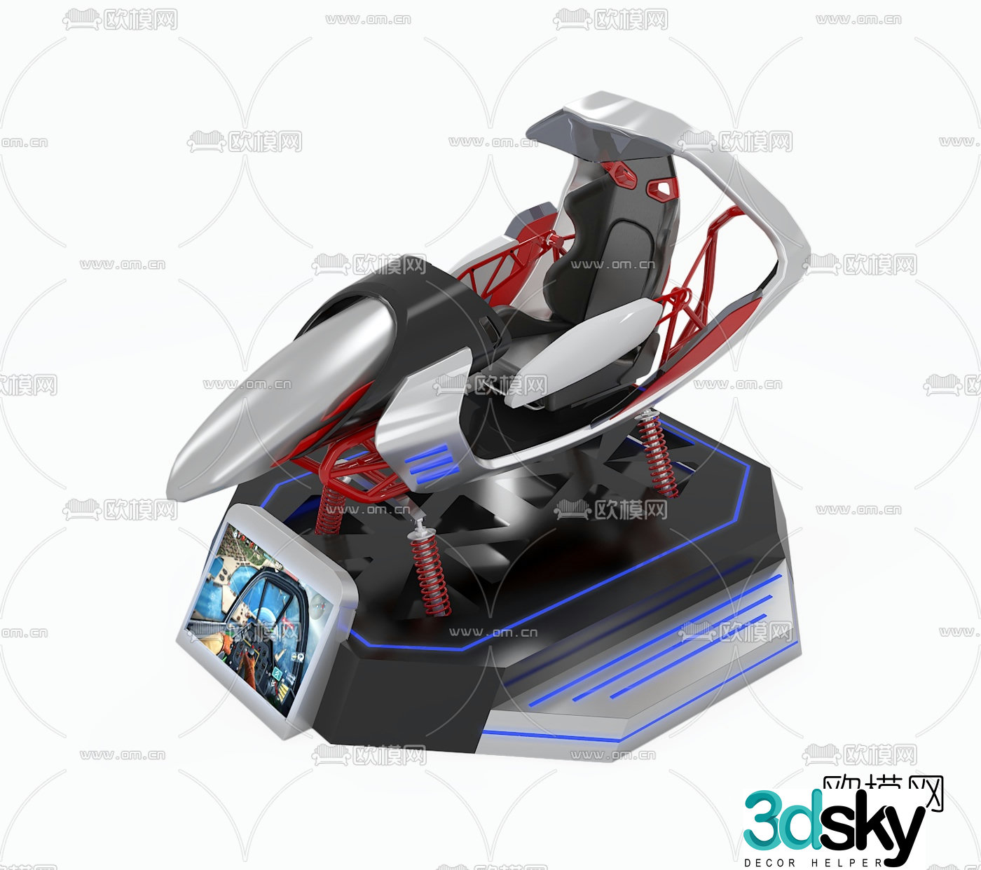 Modern VR infinite driving game bicycle 3d model