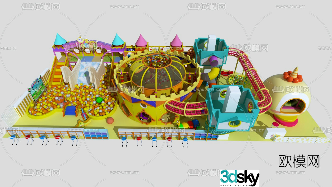 Modern naughty castle children's playground 3d model