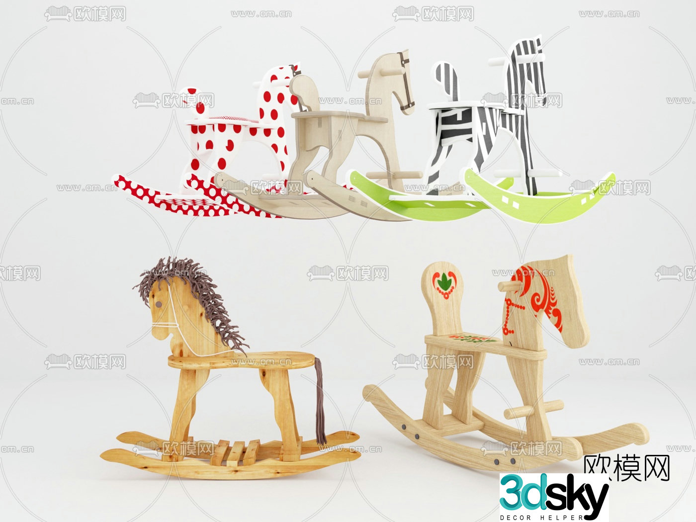 Modern children’s wooden carriage toy 3d model