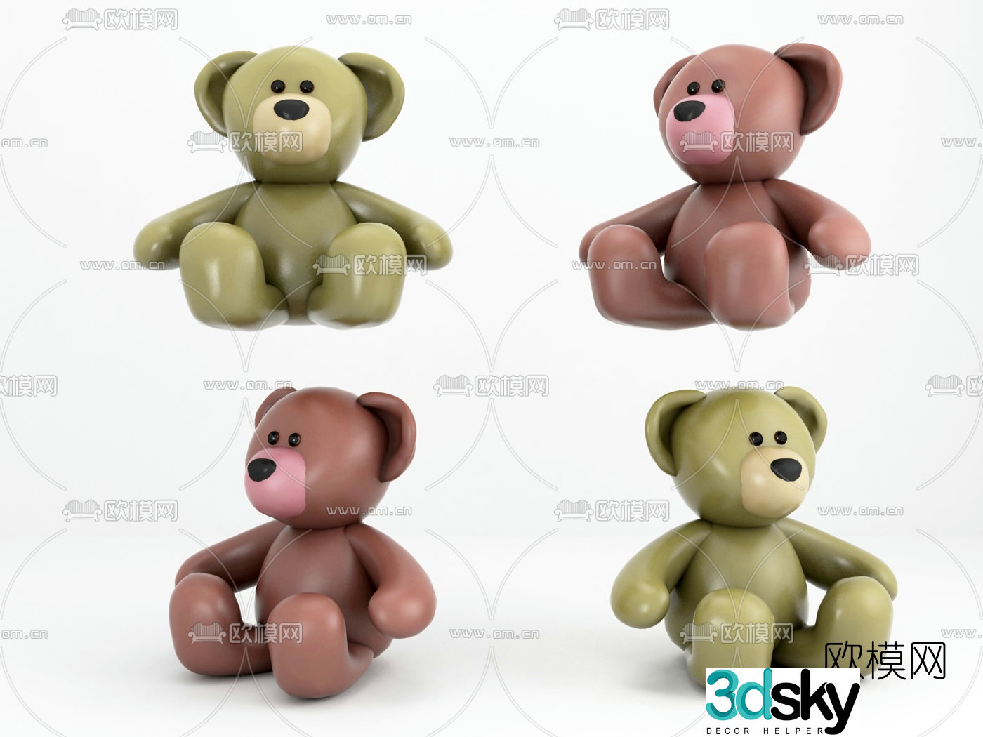 Modern bear doll toy 3d model