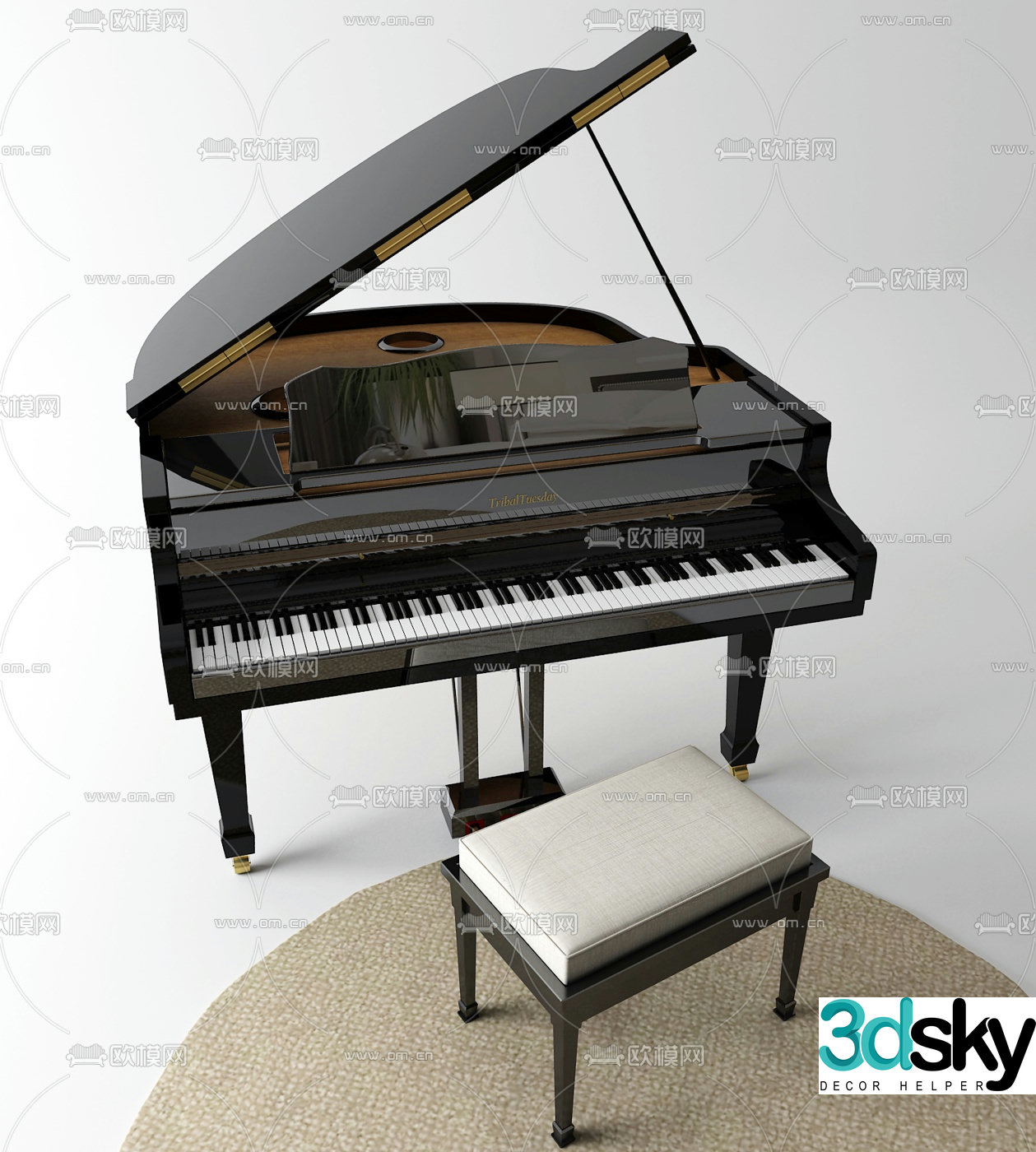 modern piano 3d model