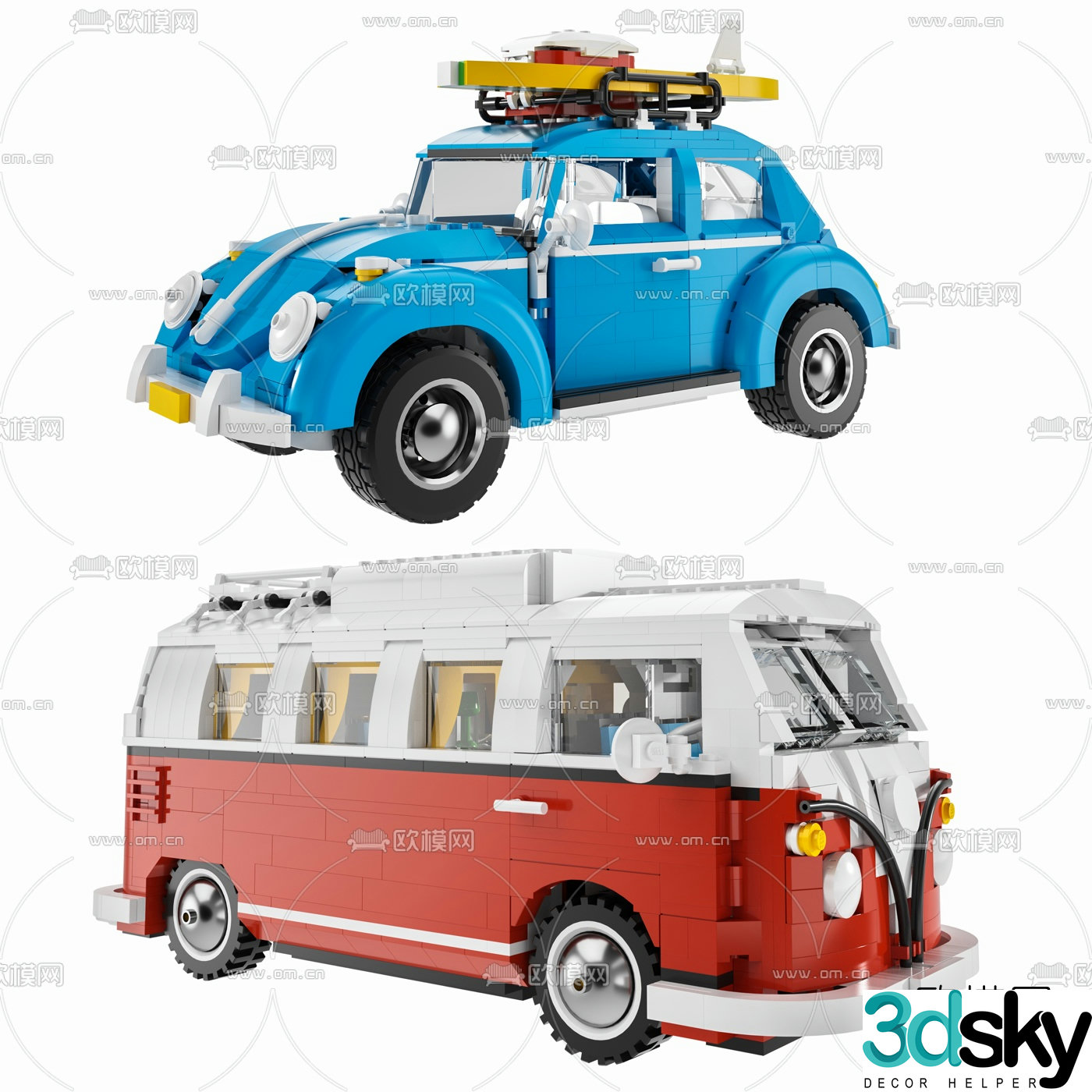 Modern Lego Volkswagen car toy 3d model