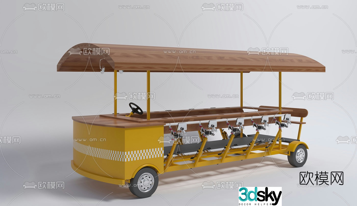 Modern sightseeing bus 3d model