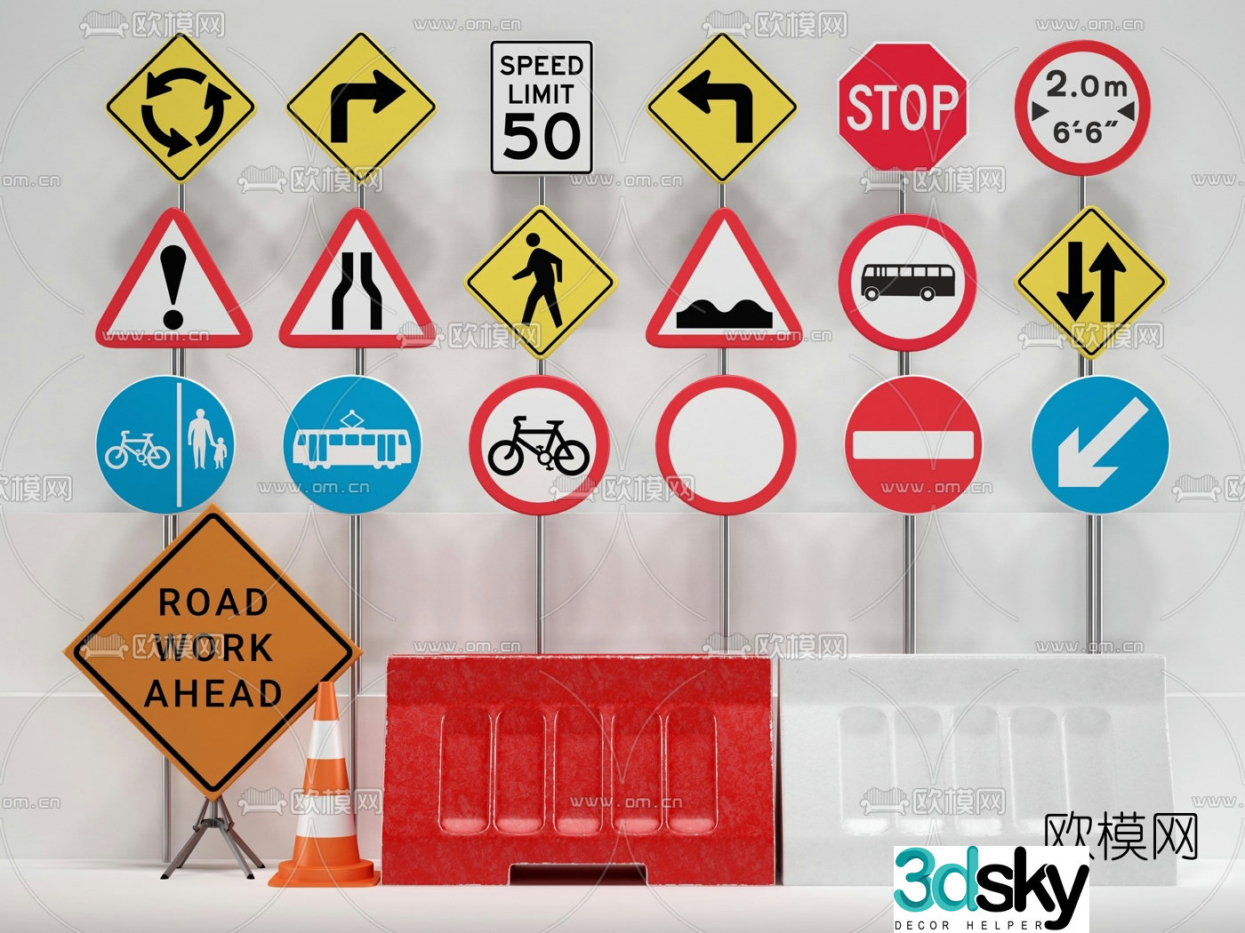 Modern street sign 3d model