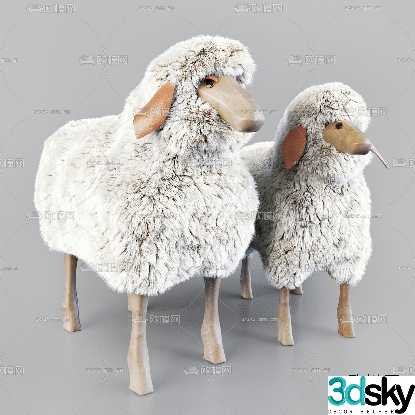 Nordic children’s sheep stool 3d model