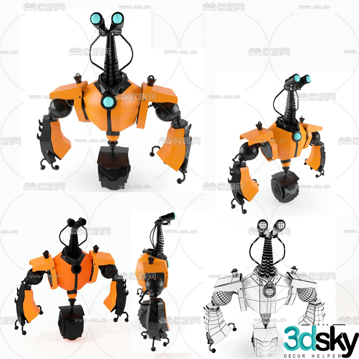 Modern unicycle robot 3d model